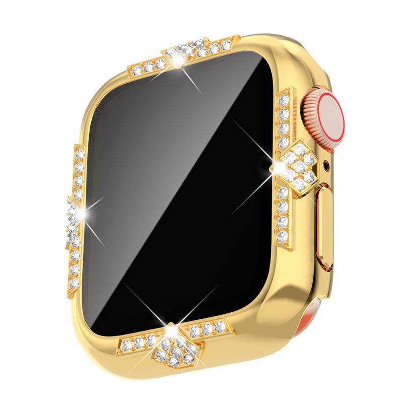 Transparante holle Bling Diamond PC-hoes voor Apple Watch 40 44 41 45 mm beschermhoes voor iWatch-serie 9 8 7 6 5 SE2 SE3