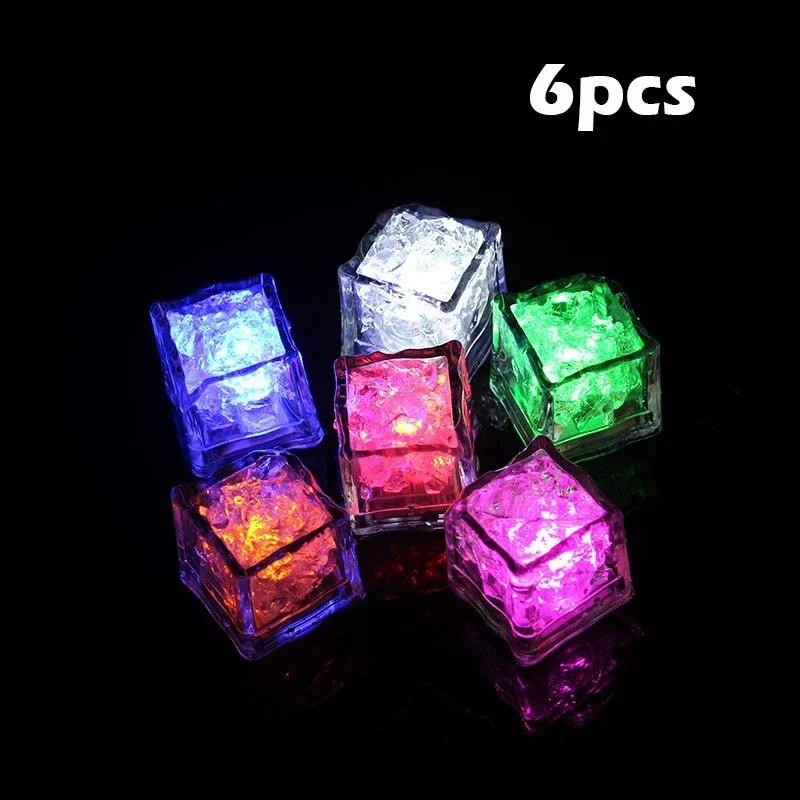 6 Pièces Jouets Lumineux LED pour Baignoire de Bébé Glaçons Lumineux Colorés Imperméables pour Baignoire Piscine Cadeau d'Anniversaire Noël