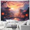 Asian Style Landscape Tapestry Nature Scenery Forest Waterfall Bedroom Living Room Home Wall Hanging Decor Natural Tapestry