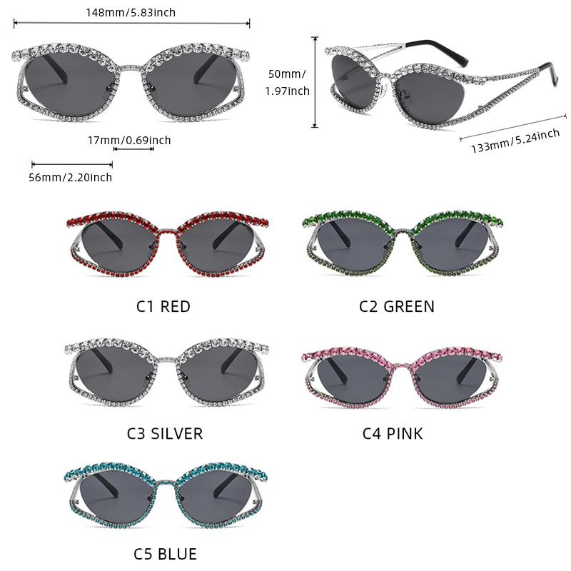 Y2K Diamond Women Sunglasses Fashion Fretwork Cat Eye Ladies Sun Glasses Trendy Party Shades Driving Glasses
