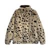 Dámská bunda s imitací rex králíka a leopardím vzorem, s klopou, plyšová, krátká, zimní, zesílená, jemný styl, top z jehněčí vlny