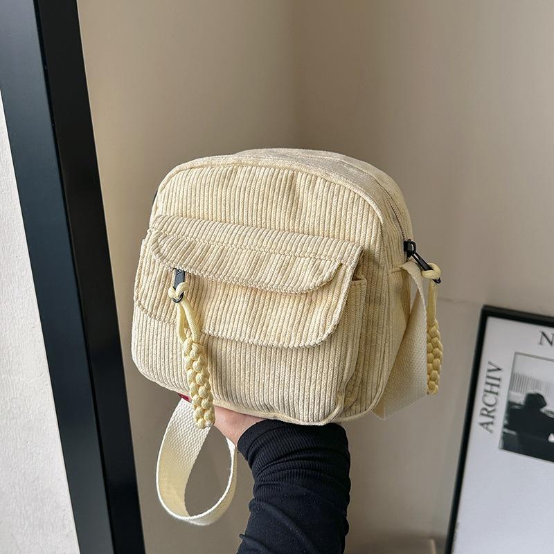 Cord Herbst neue Mode einfarbiger Stoff Handy Tasche Campus Stil Mädchen lässige Schulter Umhängetasche