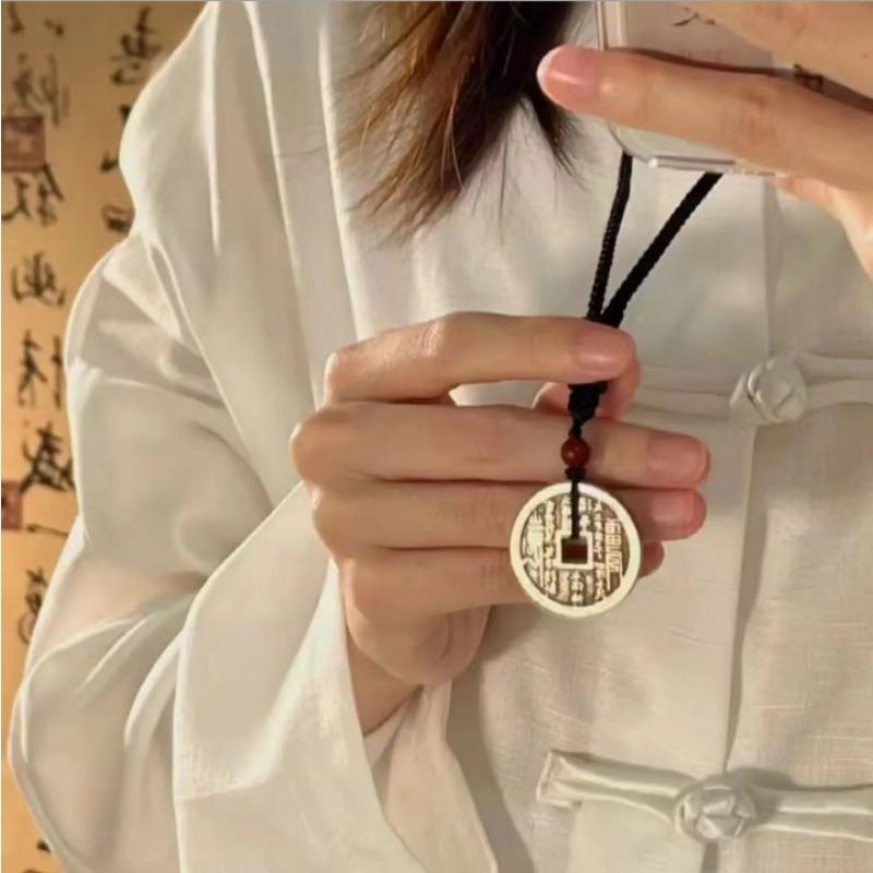 Meier Retro chinese style thickened new chinoiserie pendant necklace for men and women pendant antique retro copper coin chain