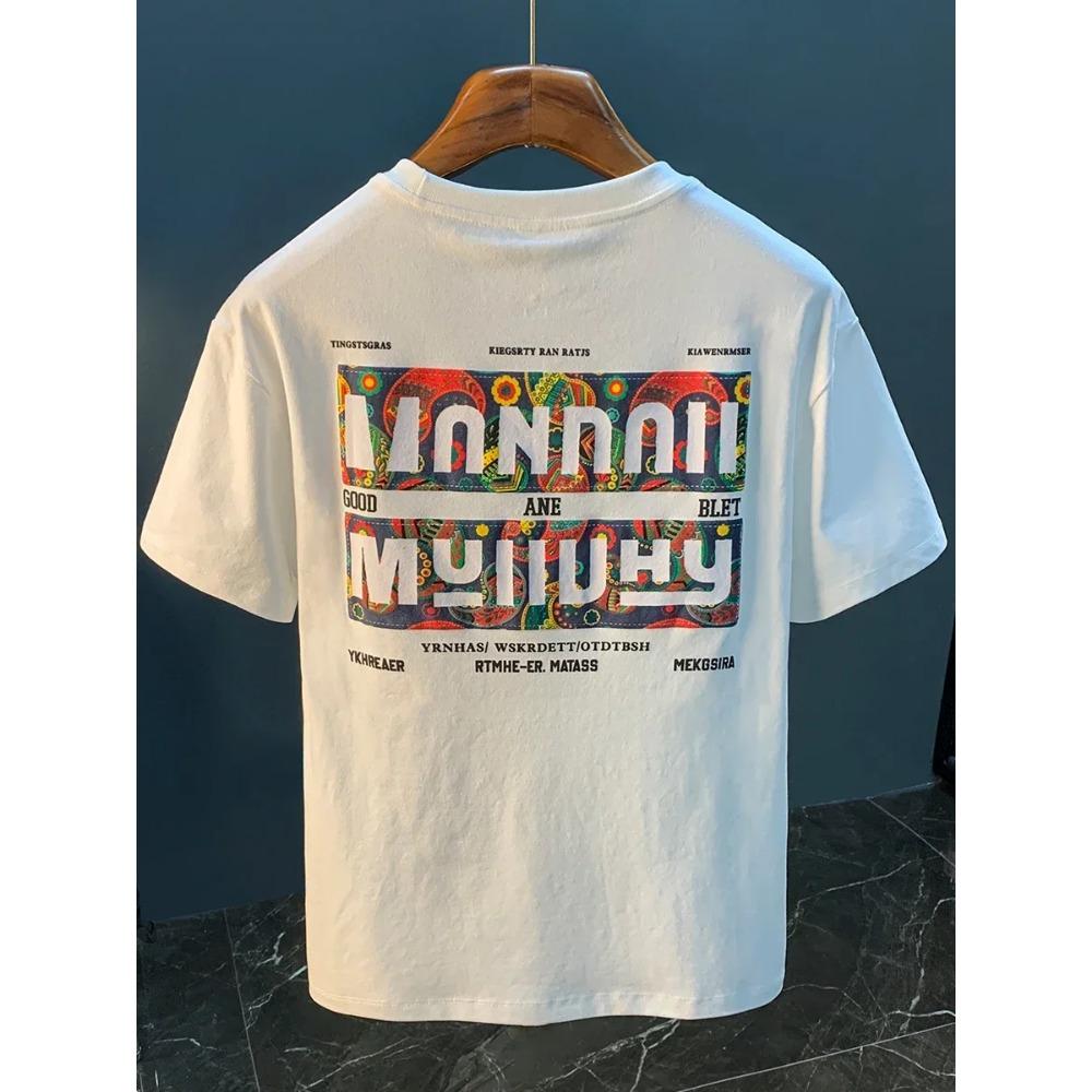 The Blockbuster 100% Cotton Printed Short Sleeve T-shirt Men's 2024 New Summer American Men's Fashion Brand Is Loose