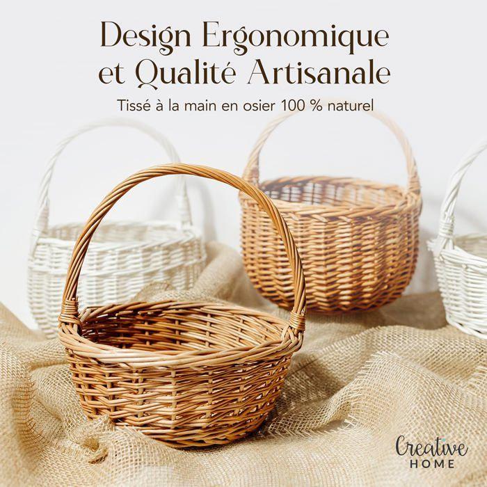 Creative Home Small Wicker Easter Basket | 22 X 22 X 26 Cm (+-- 2 Cm) | Basket with Handle | Hand-woven | Fruit Basket
