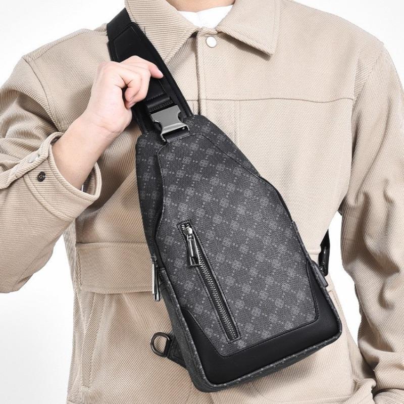 Printed Shoulder Bag Anti-splashing Casual Messenger Bag To Work Commuting Business Satchel Multi-functional Men's Breast Bag