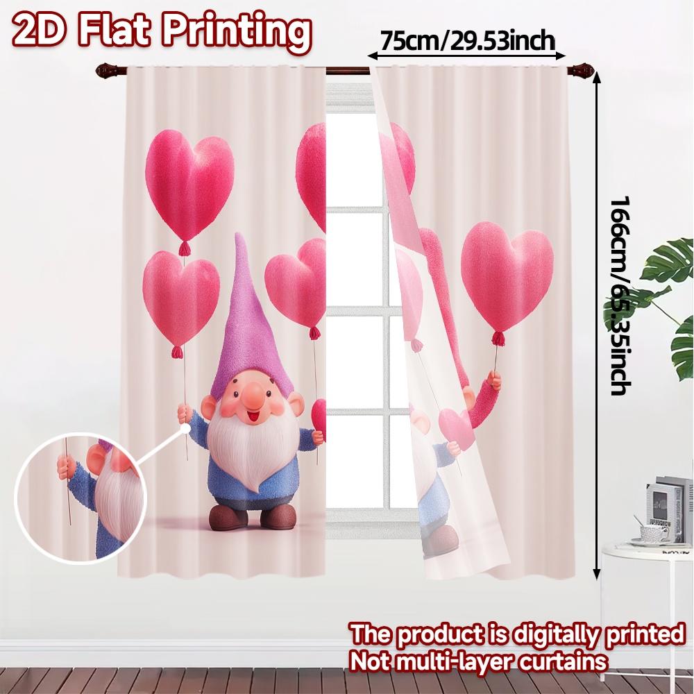 2D-Flachdruck JIT 2-teilige Vorhänge (Ohne Stange) Gnom Liebe Parade Schicke Vorhänge & Fensterdekoration Garnvorhänge Ganzjahres