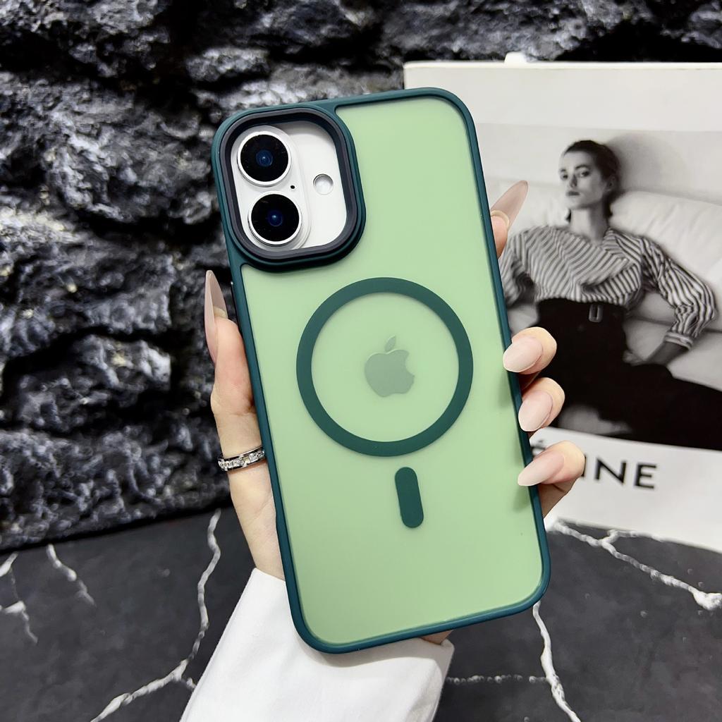 For Apple 17 Magnetic Phone Case for IPhone 16 Promax Skin Texture Matte 15 Half Transparent Anti Drop