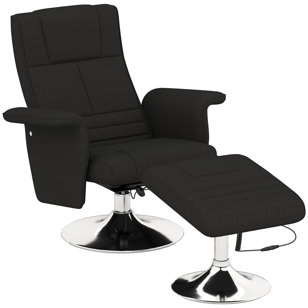 Massage Chair with Ottoman, Reclining Backrest, 78 X 95 X 88 Cm, Black
