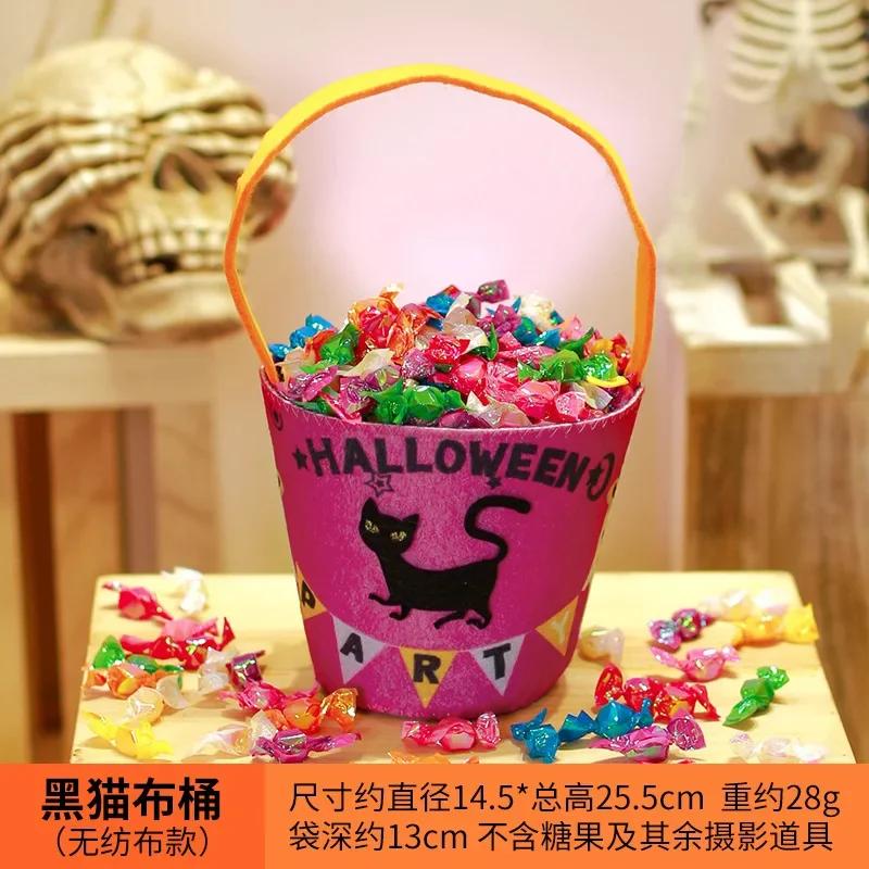 Halloween Pumpkin  Portable Candy Bags Cartoon Pumpkin Black Cat Bat Witch Ghost Kids  Gift Trick Or Treat Happy Halloween Day