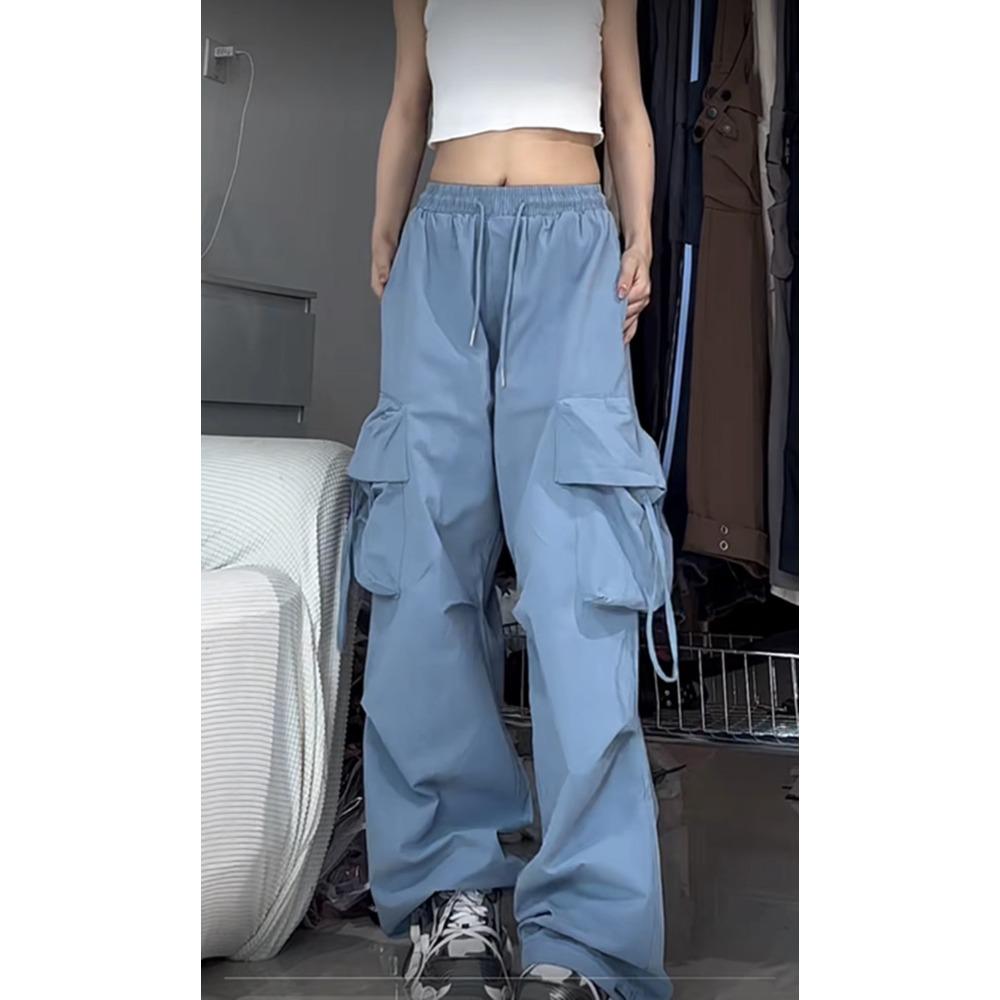American Retro Hot Girl Cargo Pants, Women Loose Hip Hop Streetwear Trousers, Trendy Wide Leg Casual Dance Long Pants