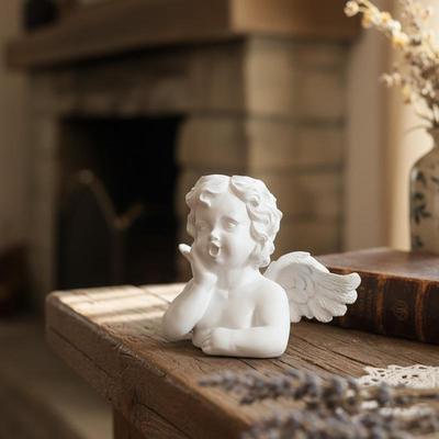 Escultura de Estatua de Ángel Pequeño Colección Europea Figurita de Querubín de Resina Adorable Minimalista para el Hogar