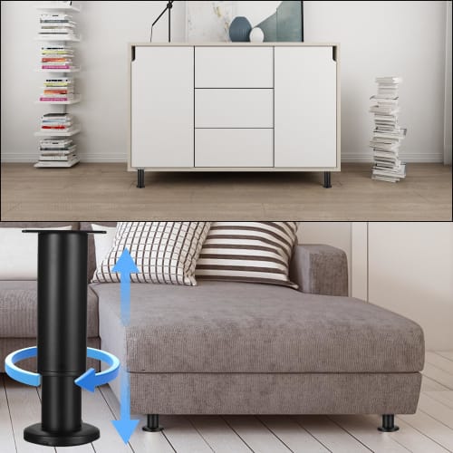 4-Piece Furniture Legs, Adjustable Height, 12-18 Cm, for Sofas, Tables, Sofas, Desks, Shelves, Cabinets, Dressers, Sofas, Tables, Beds, and Couches