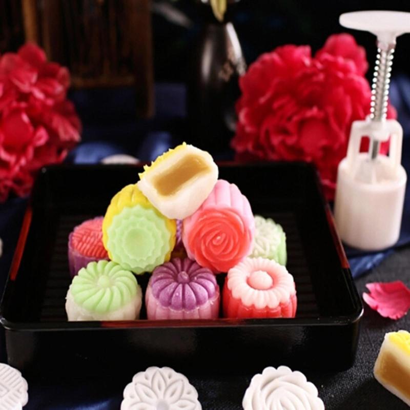Mooncake Mold Cookie Stamp Chinese Mid Autumn Moon Cake Maker Flower Shape Decoration Tools for Baking DIY Cookie
