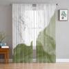 White Marble Sage Green Sheer Curtains for Living Room Decoration Window Curtains for Kitchen Tulle Voile Organza Curtains