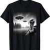 Turkey Gobbler Farmer Thanksgiving Selfie UFOs Weird Aliens T-Shirt,Comfortable Pure Cotton