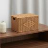 Imitation Rattan Box with Lid Multifunctional Lidded Storage Basket Sturdy and Braided Container