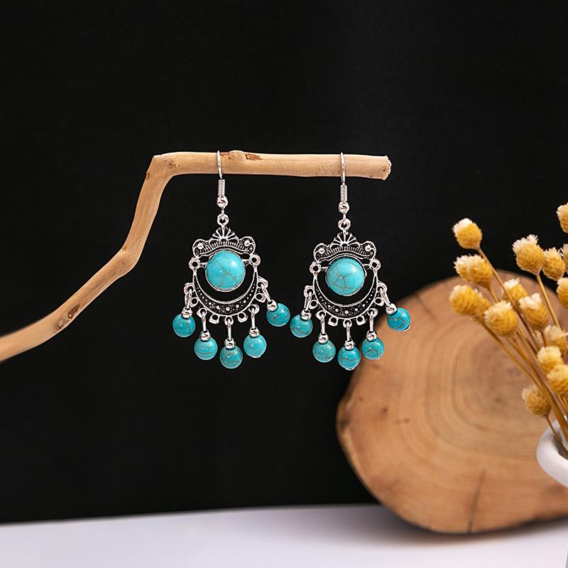 Bohemian Ethnic Style Long Tassel Metal Dangle Earrings
