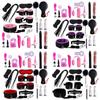 24pcs Adult Game Restraints Set Women Men BDSM Bondage Training Cosplay Sex Toy G-Spot Vibrator Butt Anal Plug Flogger Whip OLI