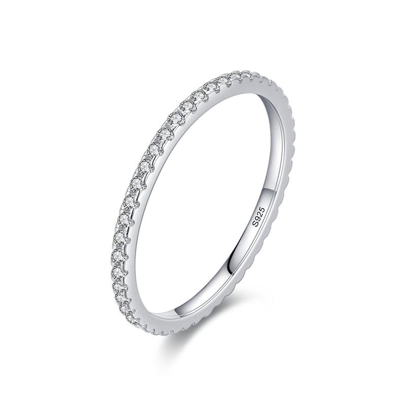 Real Silver Black Zirconia Stackable Rings Fashion Crystal 925 Sterling Silver Finger Rings for Women Party Fine Jewelry