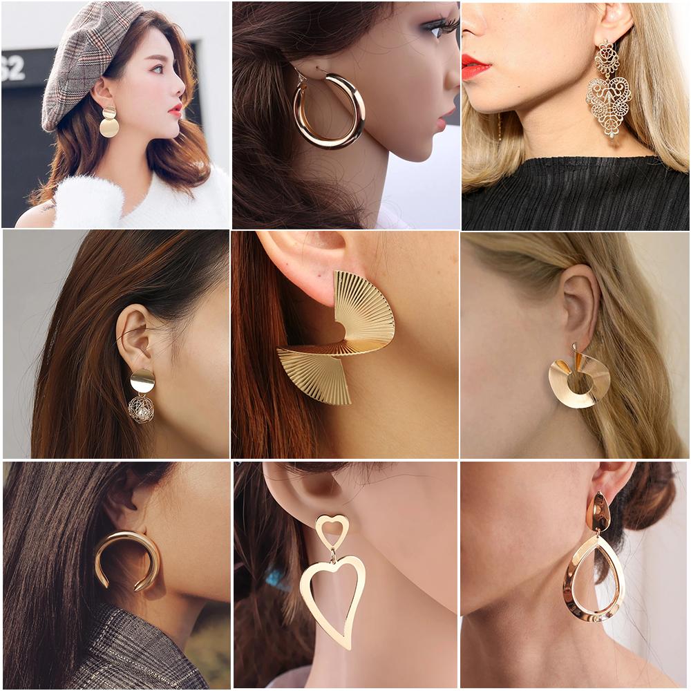Neue Mode Gold Metall Hängeohrringe für Damen Unregelmäßige Geometrische Anhänger Ohrringe Trend Brincos Schmuck Geschenk