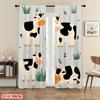 2pcs Cartoonish Cow Pattern Curtains Room Darkening Polyester Kids Room Window Decor Farmhouse Decor Rod Pocket Curtains