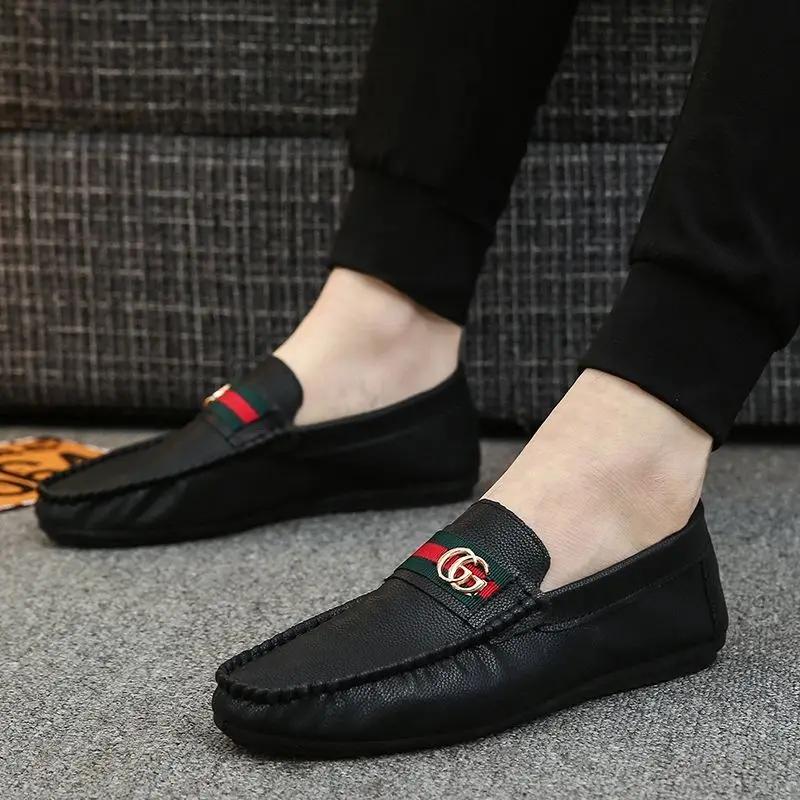 Platte Antislip En Waterdichte Heren Casual Schoen Ronde Neus Heren Leren Schoenen Nieuw Binnen Goedkope Uitverkoop Koreaanse Stijl Instapper Verkoop Pu