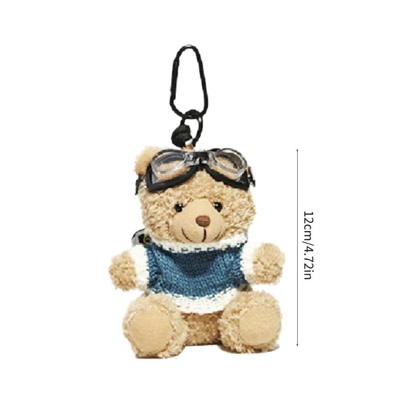 Portachiavi Orso Pilota Carino Ciondolo per Borsa e Chiavi Portachiavi Peluche Fascino per Telefono Decorazione Animale Personalizzata