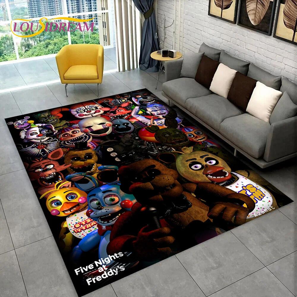 Tapis Tapis Freddy FNAF Jeu d'horreur pour la maison Salon Chambre à coucher Canapé Paillasson Décoration, Tapis pour aire de jeux pour enfants Tapis de sol antidérapant