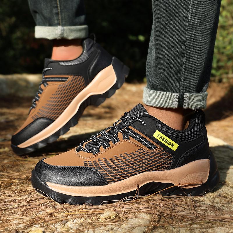 Shoes for Men Breathable Non Slip  Outdoor Casual Lace Up Hiking Sneakers Wear Resistant and Odor Proof Outdoor Hiking Shoes