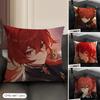 Diluc Cute Genshin Impact Cushion Cover Natural Linen Organic Fabric DoubleSided Printing Sofa Home Decor Gift Pillow Case
