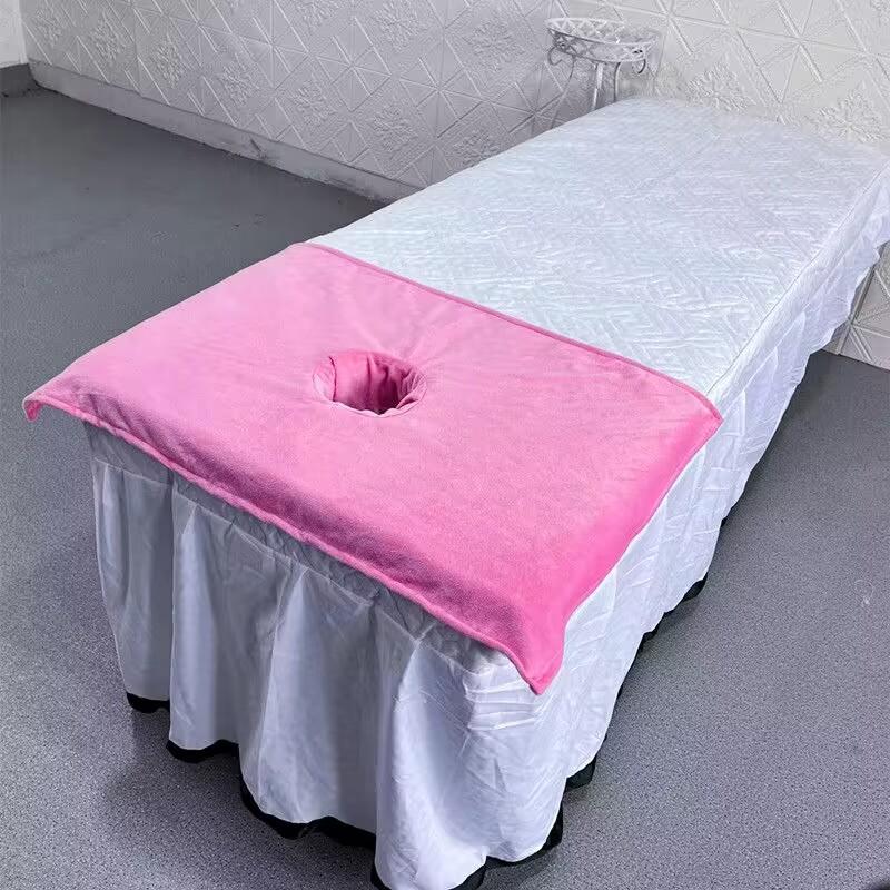50*80cm Thickened Beauty SPA Massage Table Planking Face Towel with Hole Bed Bandana