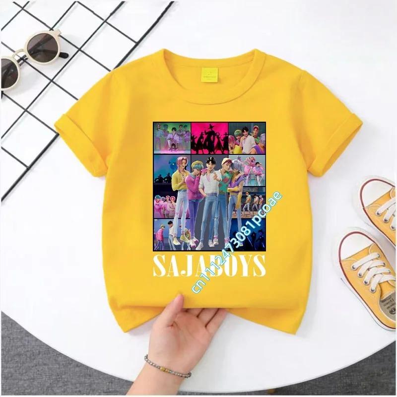 2026 New  K-POP Saja Boys Print Short-Sleeved Spring Summer Clothing for Boys and Girls Cute Cotton T-shirt for Boys and Girls