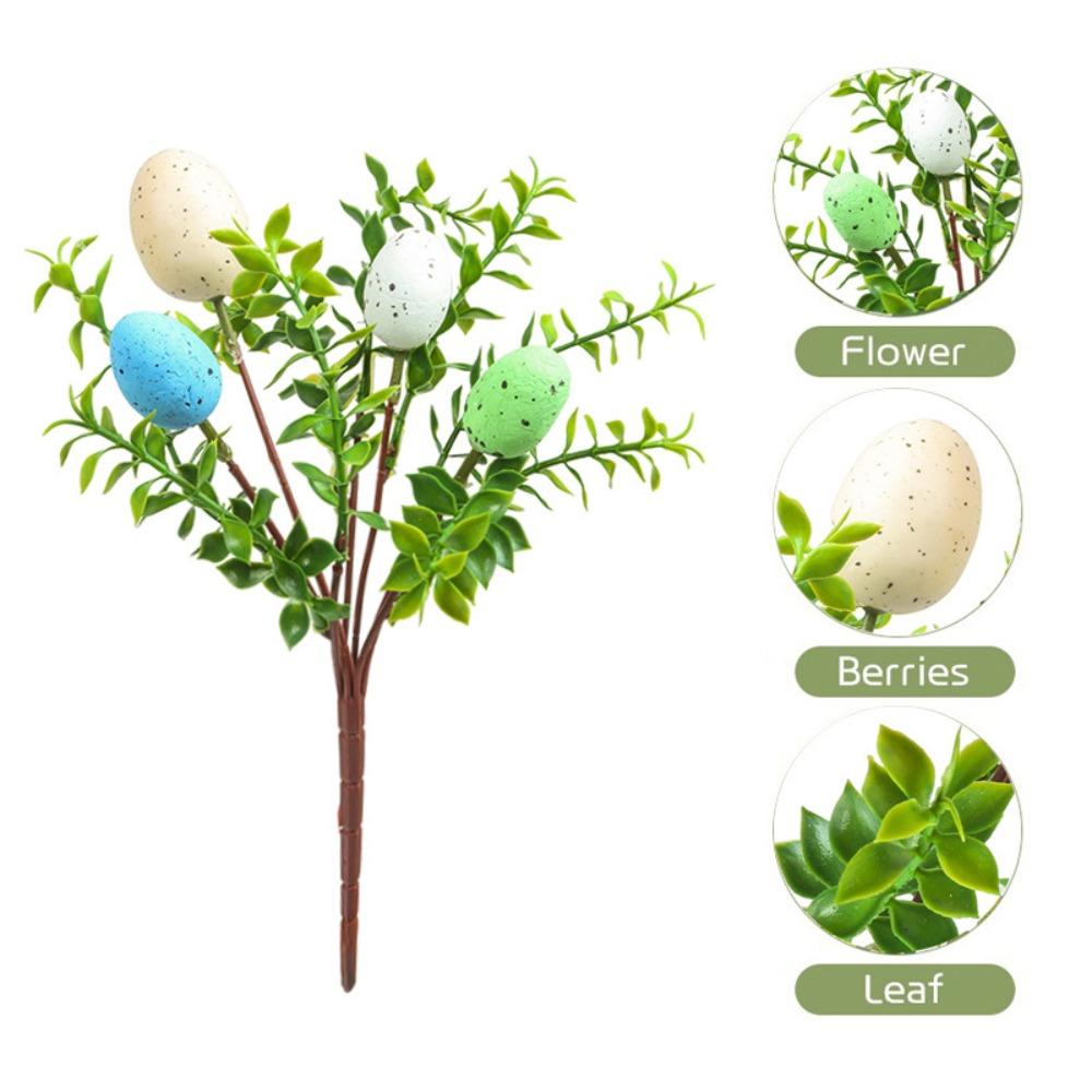 Artificial Easter Flower Foam Easter Egg Rabbit Flower Decor Spring Floral Stems Speckled Easter Plant Twig Branches for Easter