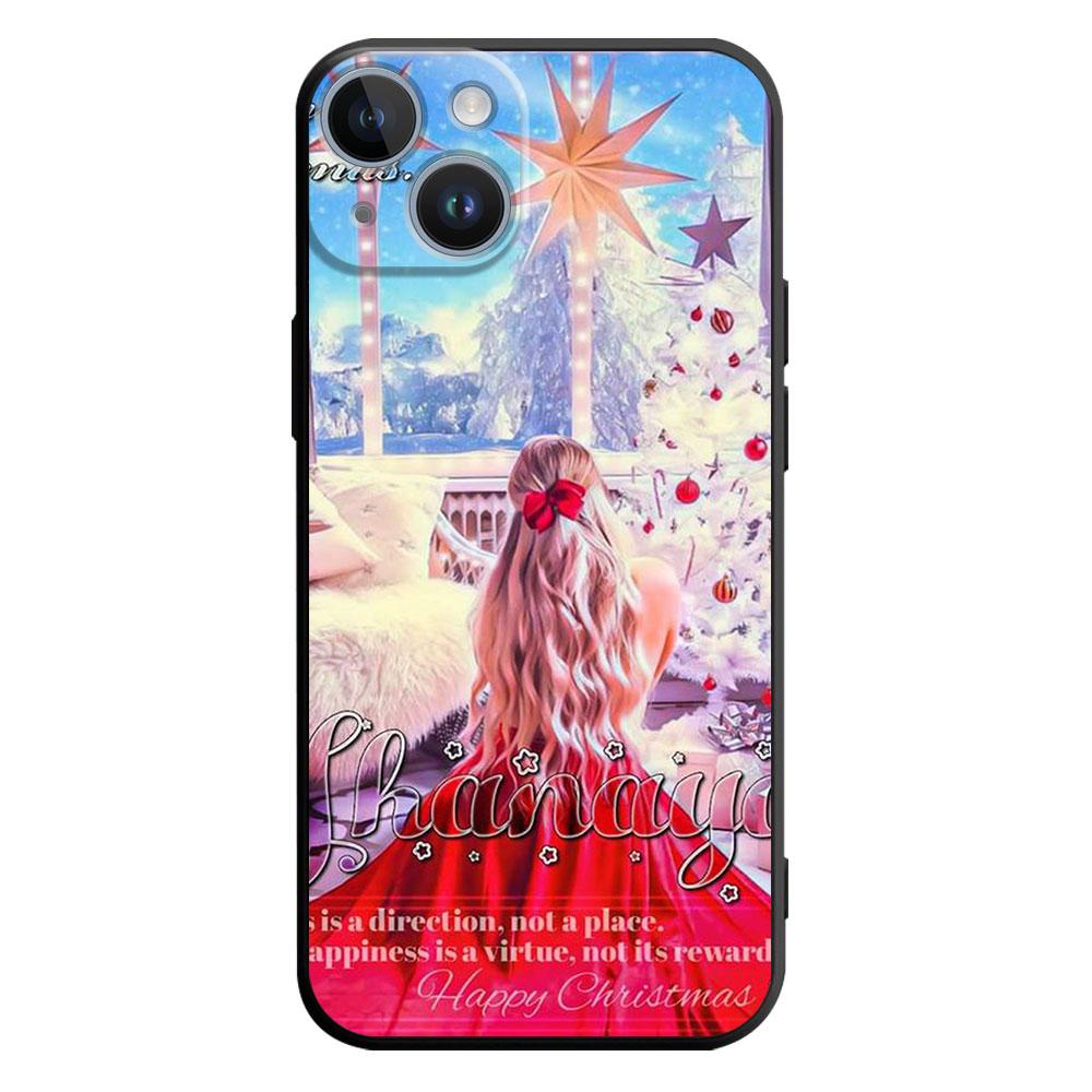 Capa de silicone fosco para presente de Natal feliz para Apple iPhone 11 XR XS X 14 Plus 7 8 6S 13 Pro Max SE 12 Mini 14Pro 7+