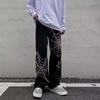 Zomer Design Sense High Street Spinnenweb Heren Street Hip-hop Losse Rechte Casual Broek