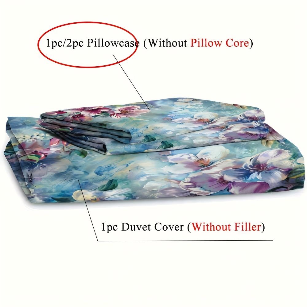 2/3Pcs European Classical Flowers Duvet Cover Set 1 Duvet Cover + 1/2 Pillowcase Without Core Romantic And Elegant Watercolor