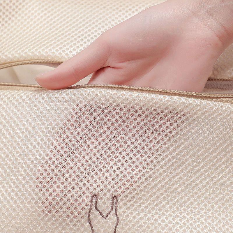 Laundry Bag For Dirty Clothes Fine Mesh Beige Embroidery Thicken Washing Bags Laundry Set For Washing Travel Storage Bag