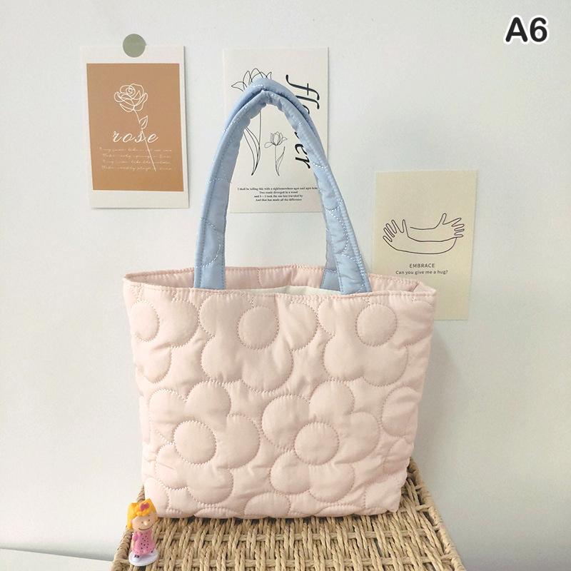 Sac de Rangement Portatif Matelassé Style Coréen pour Snacks Style Ins Sac à Bento Boîte à Lunch Sac à Main Sac Suspendu pour Chariot Sac à Main pour Femmes
