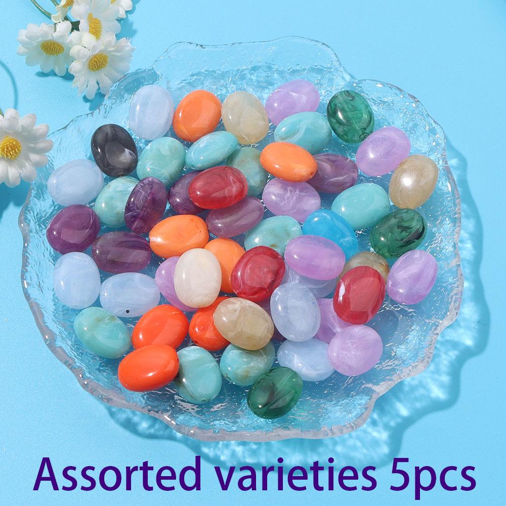 5/12/24pcs Multi-color Acrylic Oval Spaced Beads 15x19mm Decorative Bead Jewelry Making DIY Loose Bead Bracelet