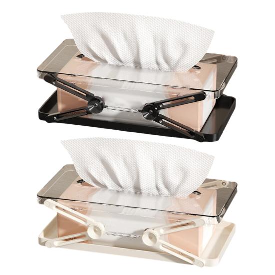 Clear Tissue Box Holder Spring-loaded Tissue Dispenser Transparent Desktop Tissue Box Cover for Home