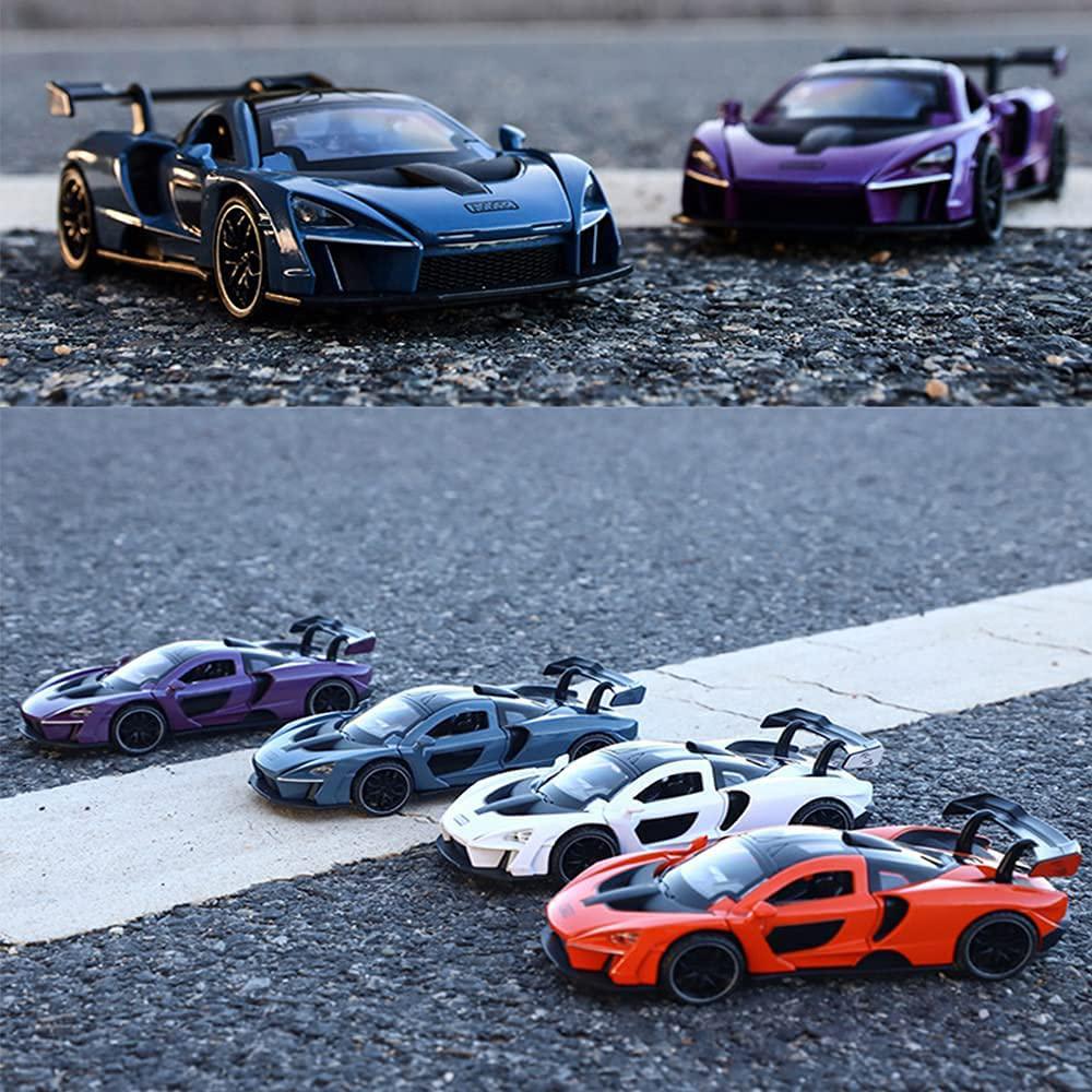 1:32-skala McLaren Senna sportsbilmodell, sinklegering Diecast Lekebil Pull Back-kjøretøyer, Mini Electronic Supercar Leker med lys og musikk