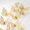 12pcs/set 3D Metallic Gold Hollow Butterfly Wall with 3D Simulation Butterfly Home Stickers Decorate the Party Wedding Layout