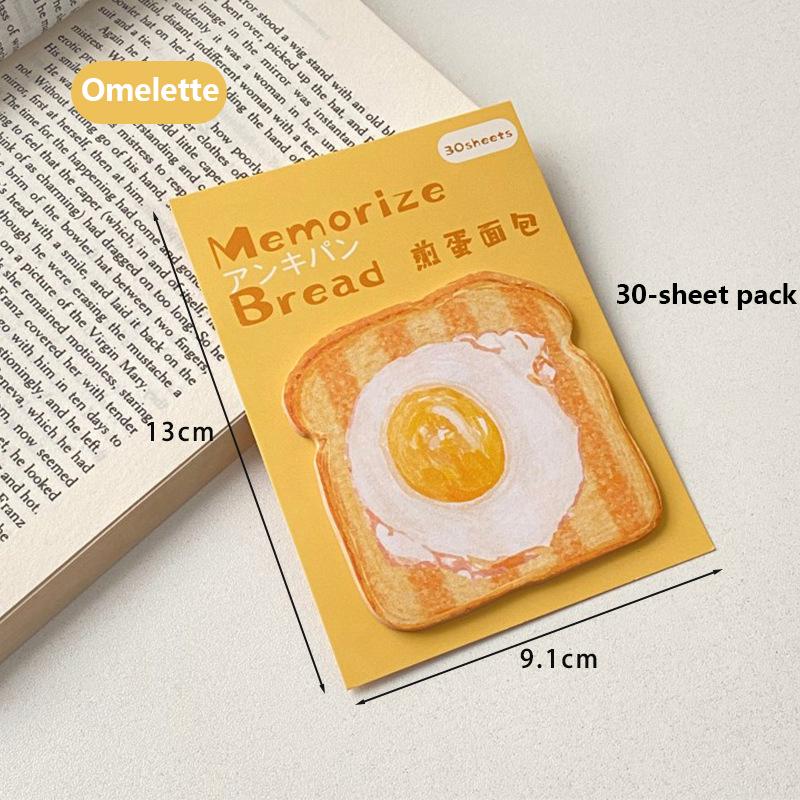 30Sheets Creative Toast Shape Convenience Sticker Message Paper Adhesive Self Sticky Sticky Notepad School Supplies