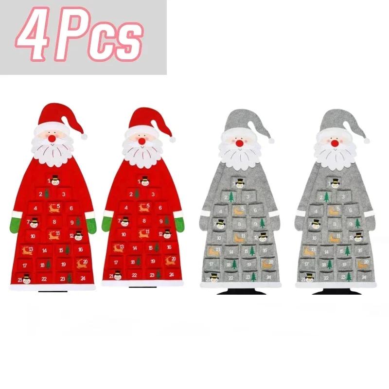 24 Day Advent Calendar Santa Felt Pendant for Christmas Decoration Pendant Countdown Holiday Wall Calendar Home Decoration