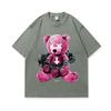 Dark Bear Short Sleeve T-Shirt Washed Retro Cotton Pod Digital Direct Injection Printing T-Shirt Men