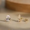 RINNTIN LZE02 Fine Jewelry Earrings 925 Sterling Silver 14k Gold Plated 8A Premium Cubic Zirconia Pear Cut Stud Earring