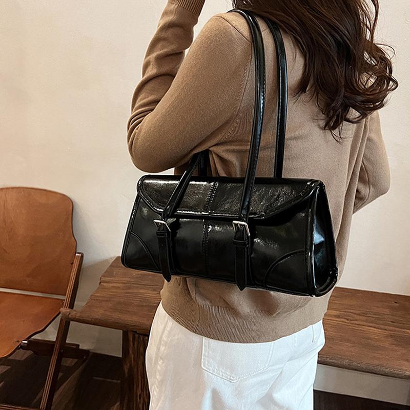 Yogodlns Špičková bordová kožená taška do podpazušia Elegantná dámska taška cez rameno s magnetickou prackou Commuter Všestranná dámska kabelka
