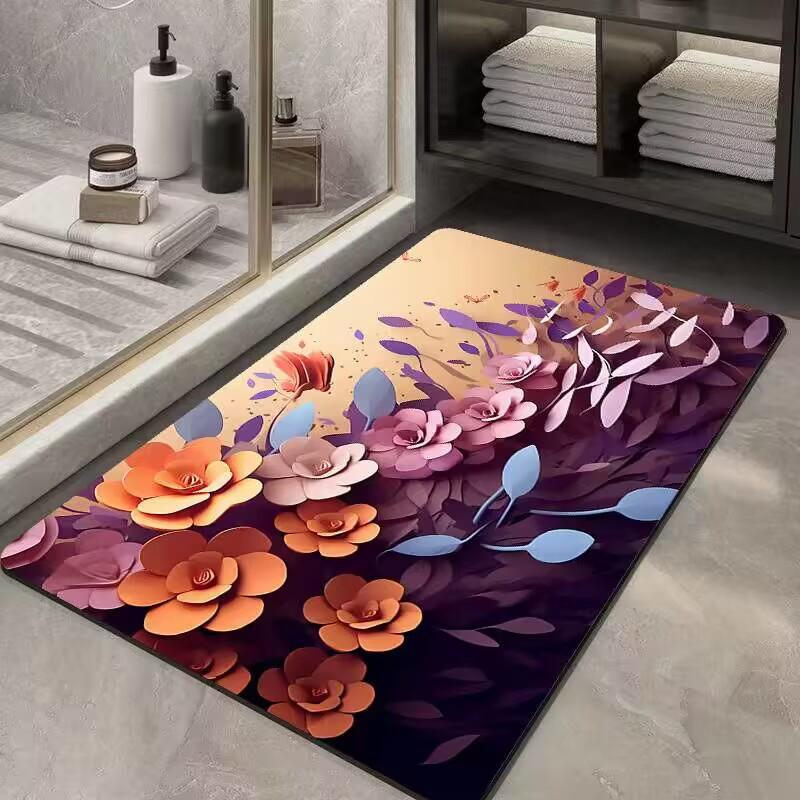 Premium Crystal Velvet Floor Mat Bathroom Bathroom Door Moisture-wicking Foot Mat Home Non-slip 3d Three-dimensional Floor Mat