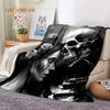 Totenkopf Totes Mädchen 3D Gothic Horror Weiblich Rose Weiche Flanelldecke für Betten Schlafzimmer Sofa Picknick, Überwurfdecke zum Zudecken Freizeit